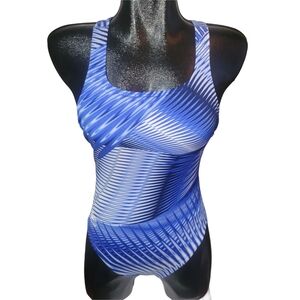 Speedo Endurance + Blue Patterned One-Piece Swimsuit 34S